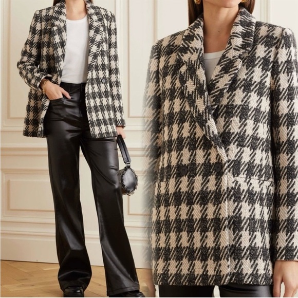 Anine Bing Jackets & Blazers - ⚡️Anine Bing⚡️ Diana Blazer in Tan & Black Houndstooth Size Medium Wool Blend